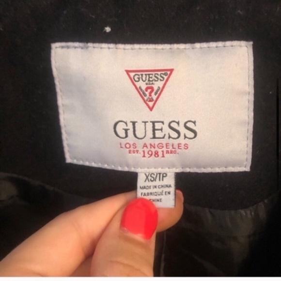 Guess Black Wool Peacoat ✅Offers - Picture 4 of 8